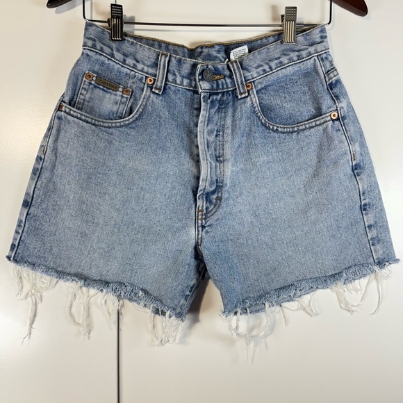 Calvin Klein Shorts VTG 90s Light Blue Wash Classic Fit Button Fly Made USA 7 - Picture 1 of 12